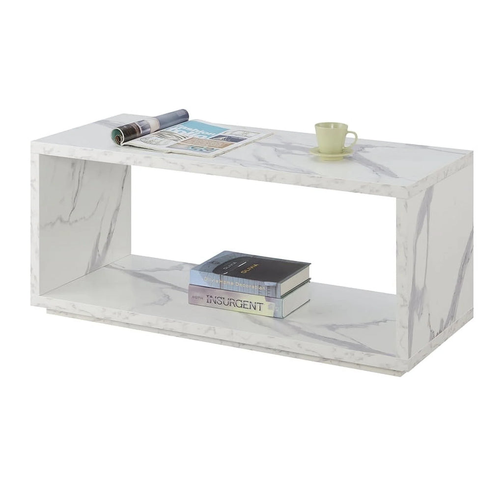 Modern Square Coffee Table in Faux White Marble L323050