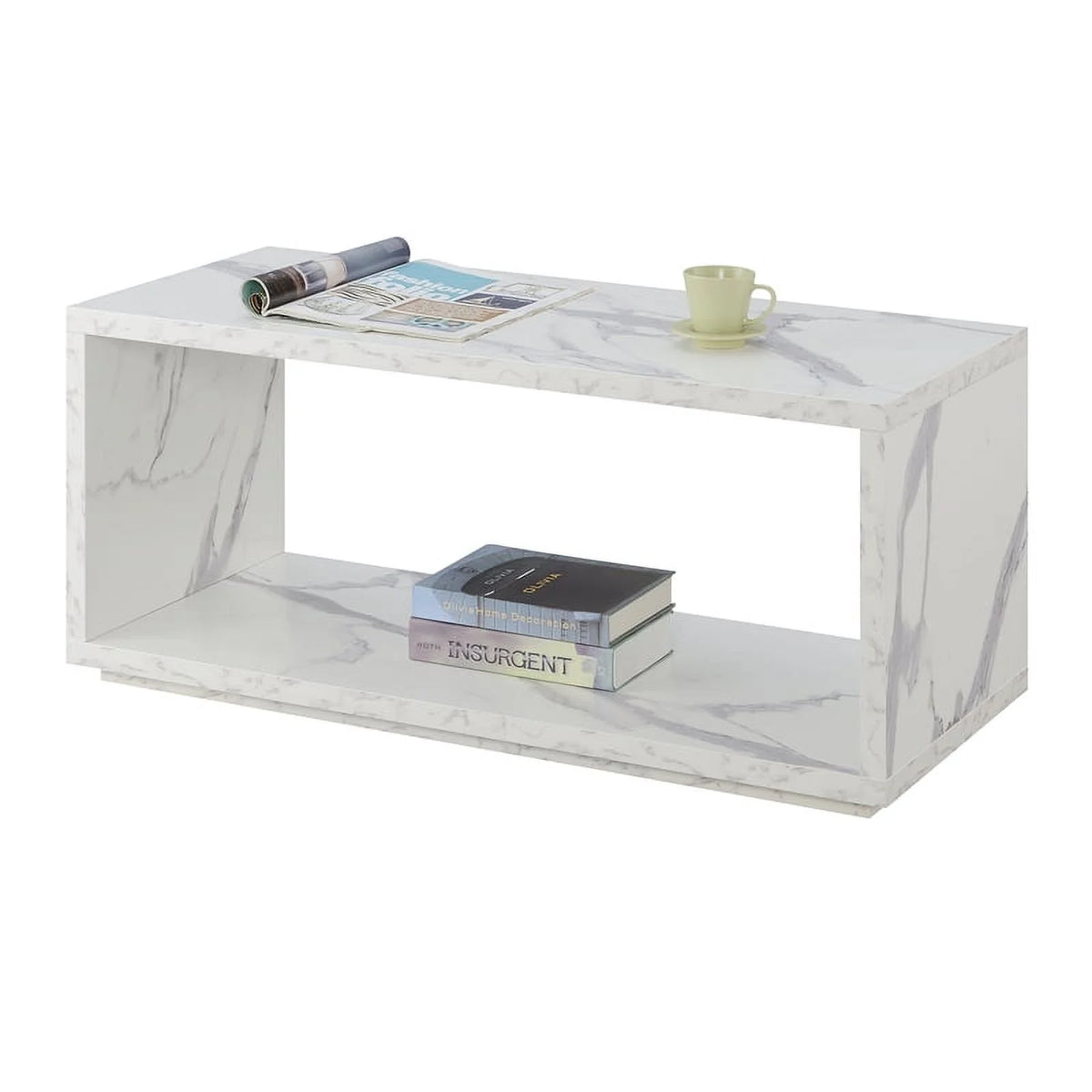 Modern Square Coffee Table in Faux White Marble L323050
