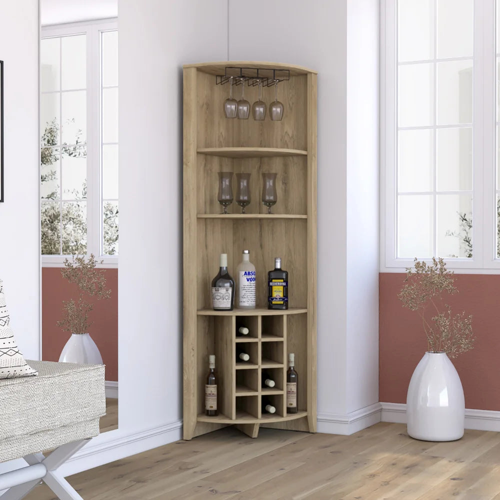Dark Brown Corner Bar Cabinet N77941