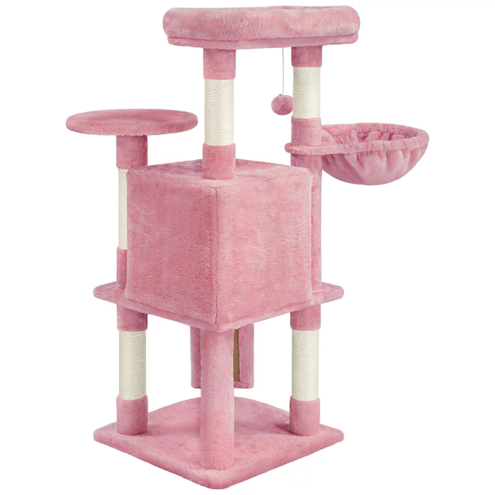 Pink Multilevel Cat Tree Tower with Condo and Perches A112