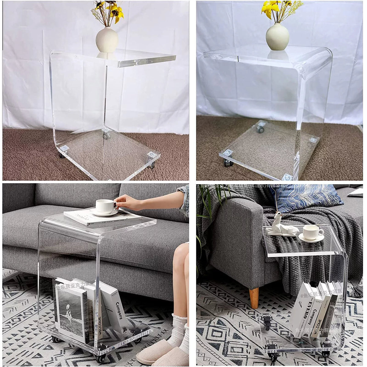 Transparent Acrylic C Shape Sofa Side Table M556