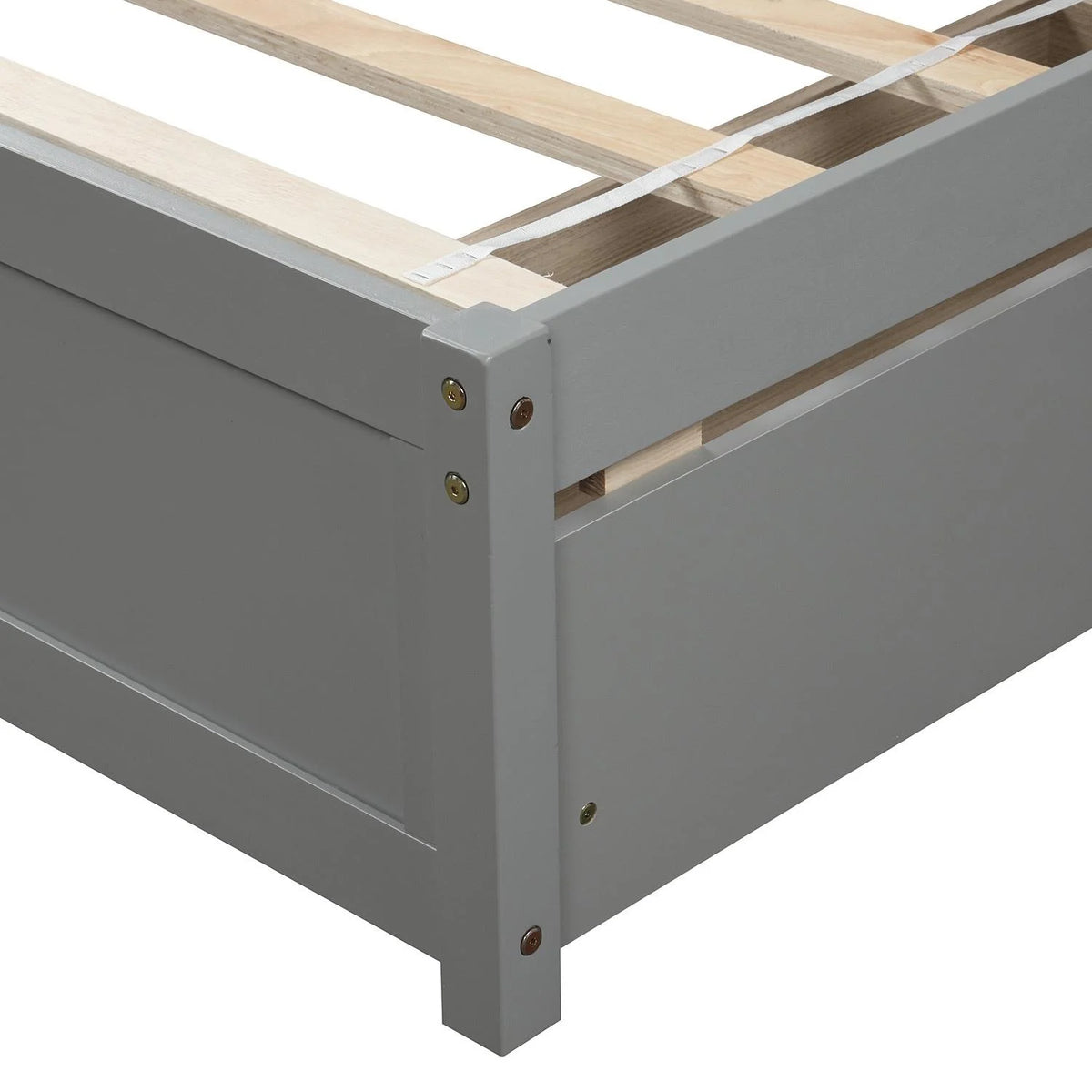 Twin Size Wood Platform Bed with Storage and 2 Drawers J717