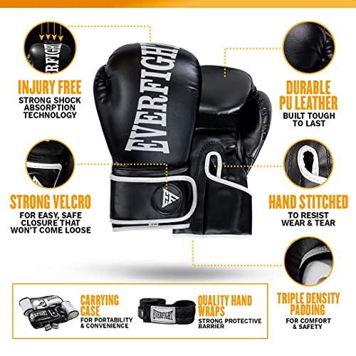 Boxing Gloves Set with Wraps & Carrying Bag, 10-16 oz I242488