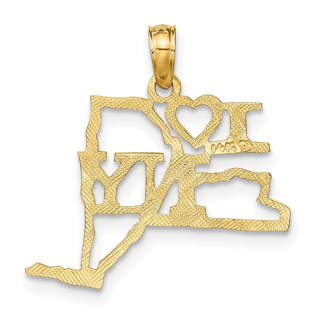 10k Gold New York State Pendant Necklace A258594