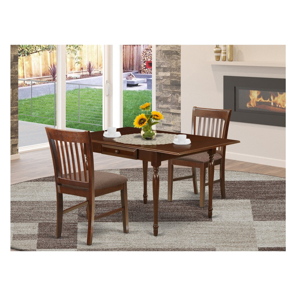 3 Piece Solid Wood Drop Leaf Dining Table Set with 2 Chairs Z819450