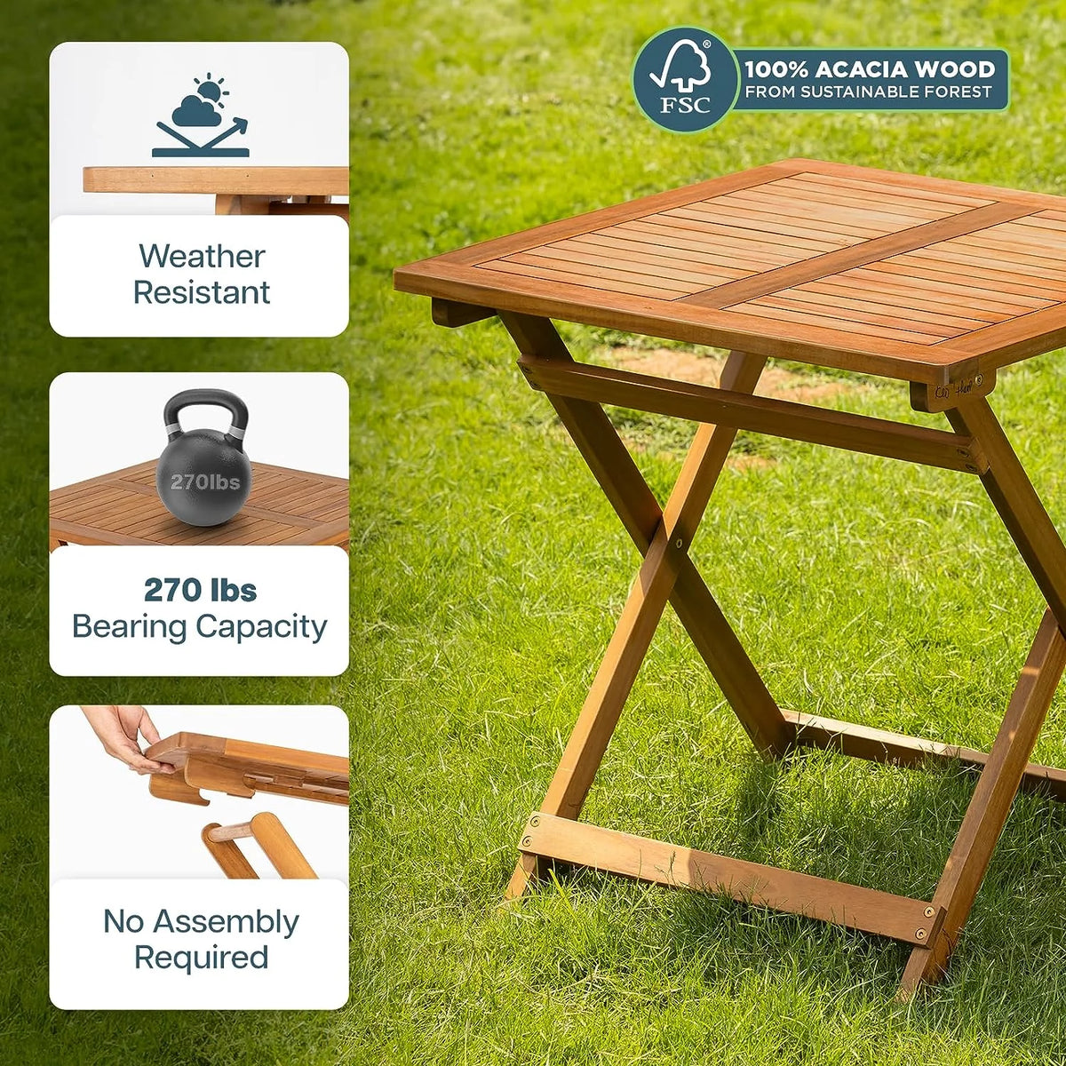 Acacia Wooden Folding Bistro Table G7474