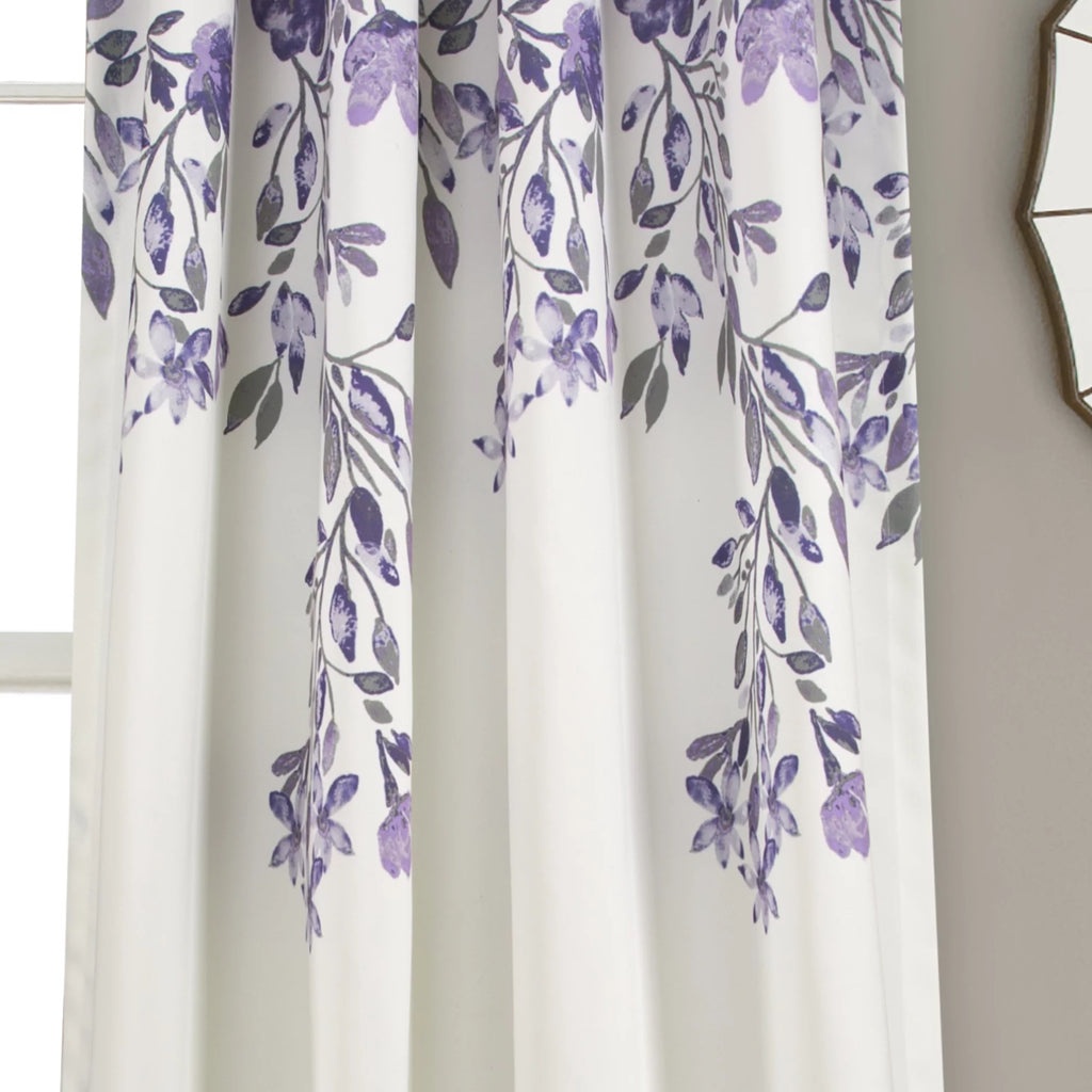 Purple Floral Room Darkening Window Panel 2-Pc Set F8356