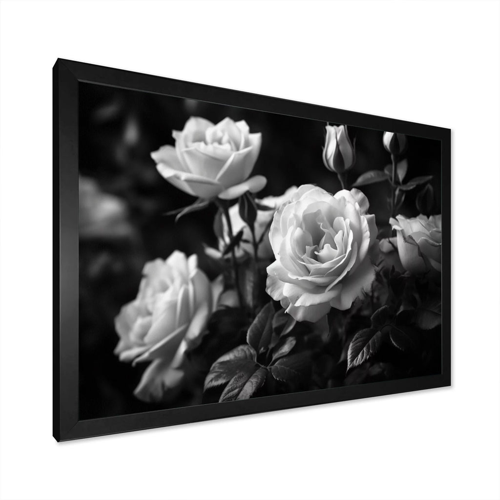 Grey Rose Framed Canvas Art Print 32 in. wide x 24 in. high O7976