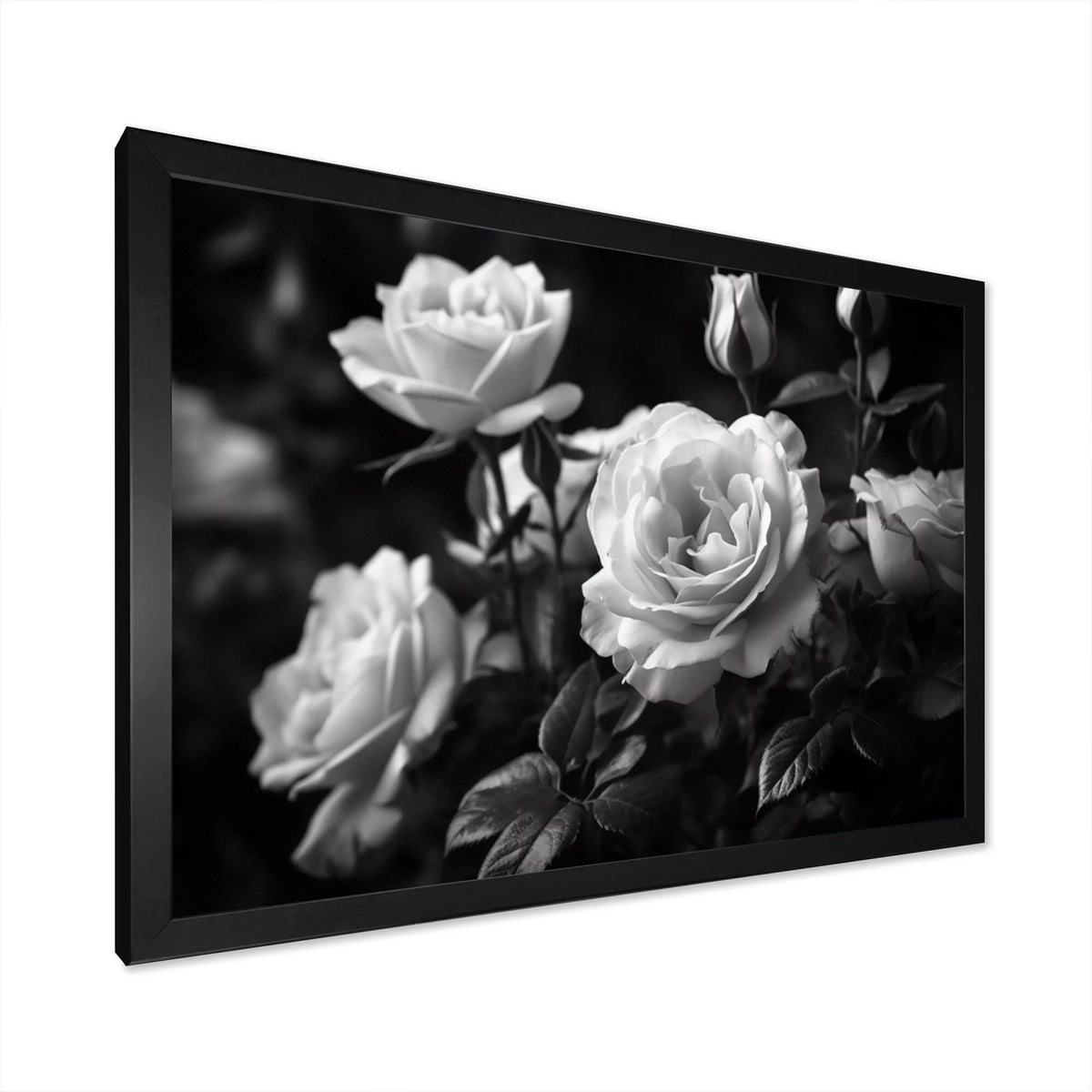 Grey Rose Framed Canvas Art Print 32 in. wide x 24 in. high O7976