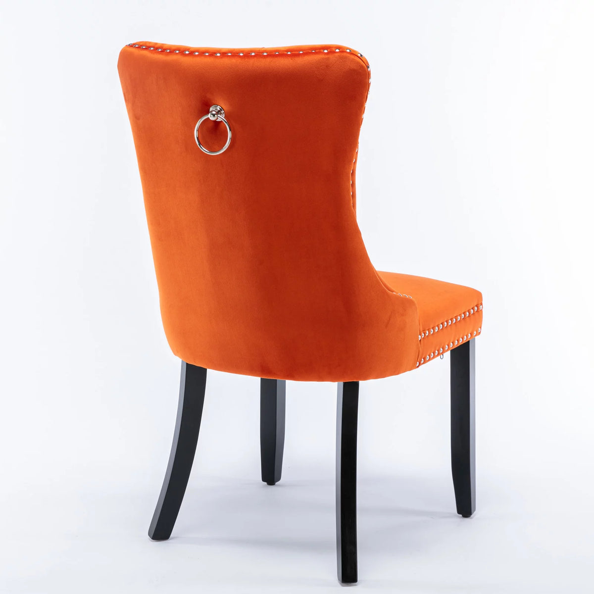 Orange Velvet Upholstered Dining Chair 2-Pcs Set A4736