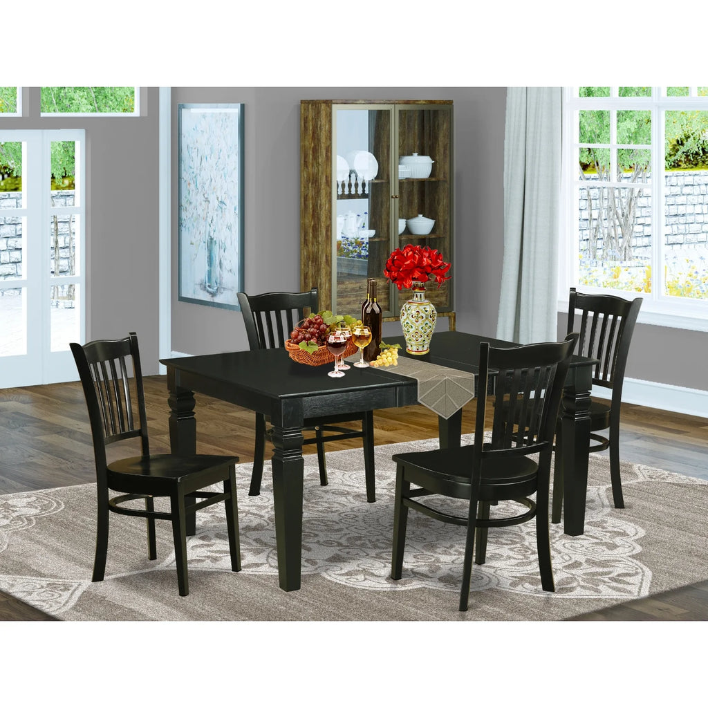 Black 5 Piece Rectangular Kitchen Table Set R89756