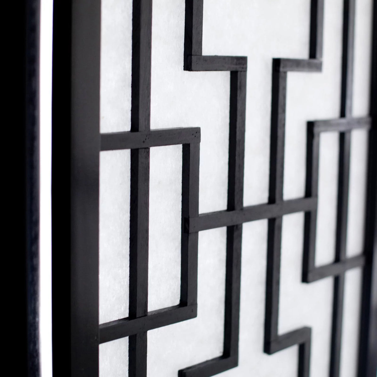 Black Paper and Wood 3-Panel Room Divider Screen P25359