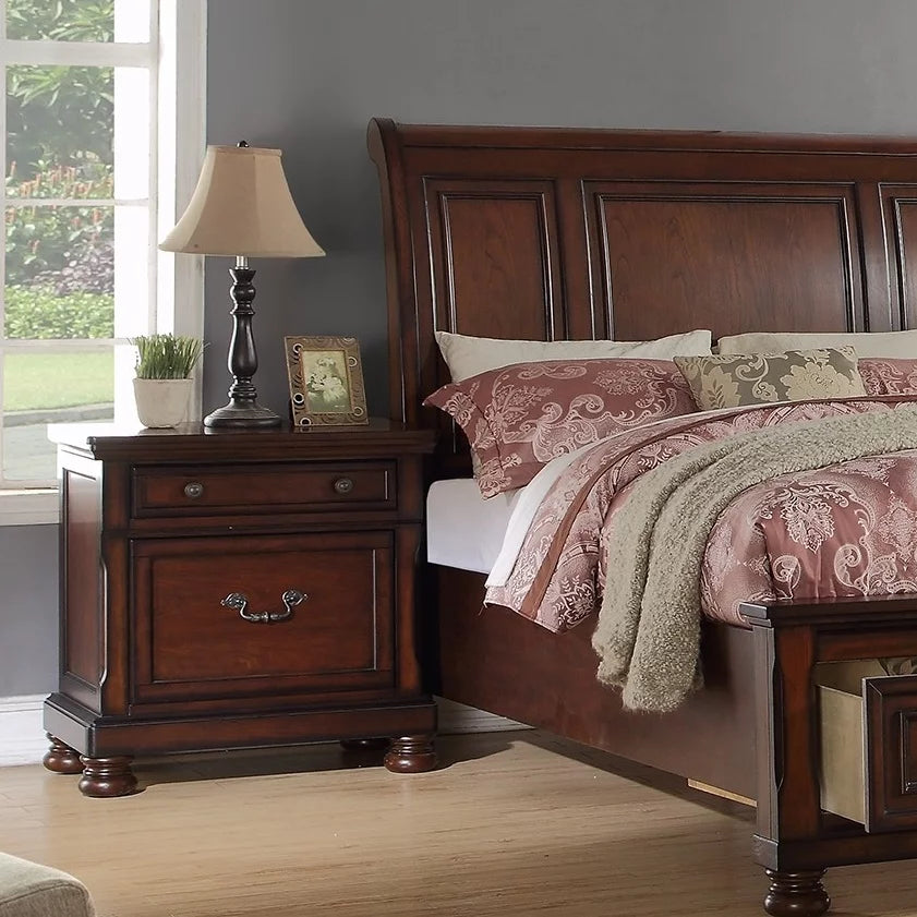 Cherry Finish 1Pc Nightstand Bedside Table U352