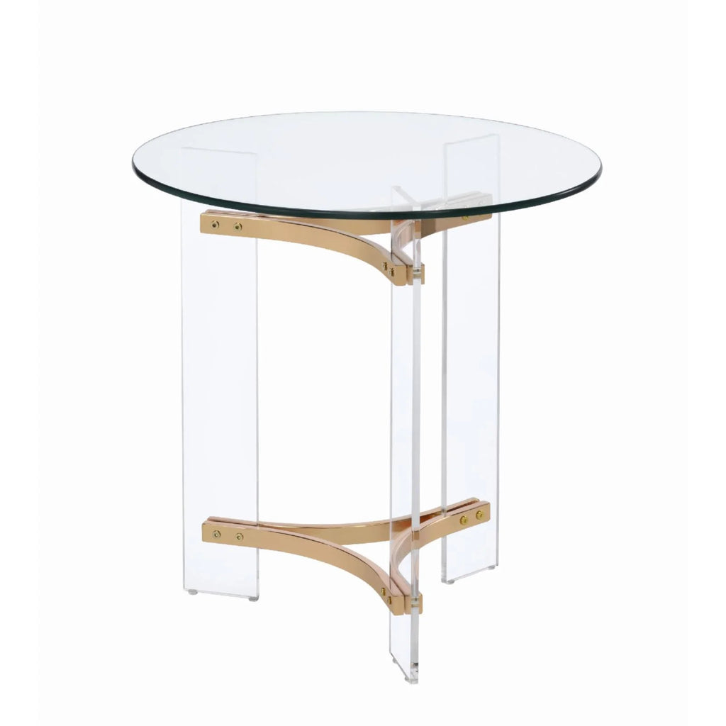 Round Tempered Glass Top End Table S171346