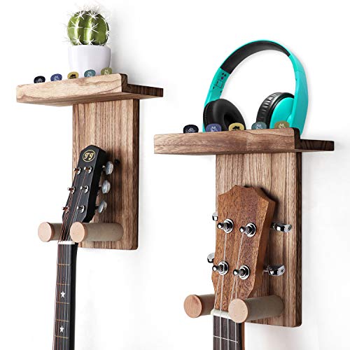 2-Pack Guitar Wall Mount Hanger with Shelf & Pick Holder E841469