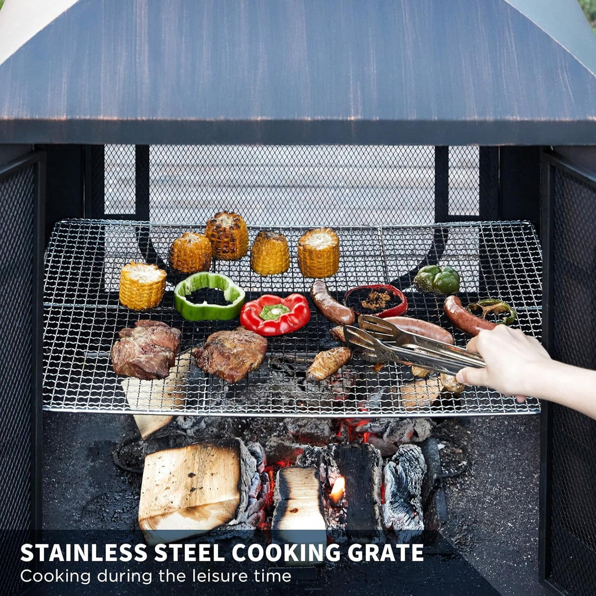 45 Inch Wood Burning Fire Pit with Grill Grate M540