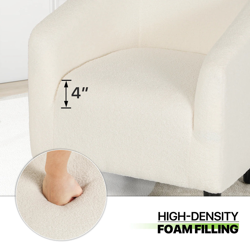 Sherpa Fabric Upholstered Barrel Accent Chair B220895