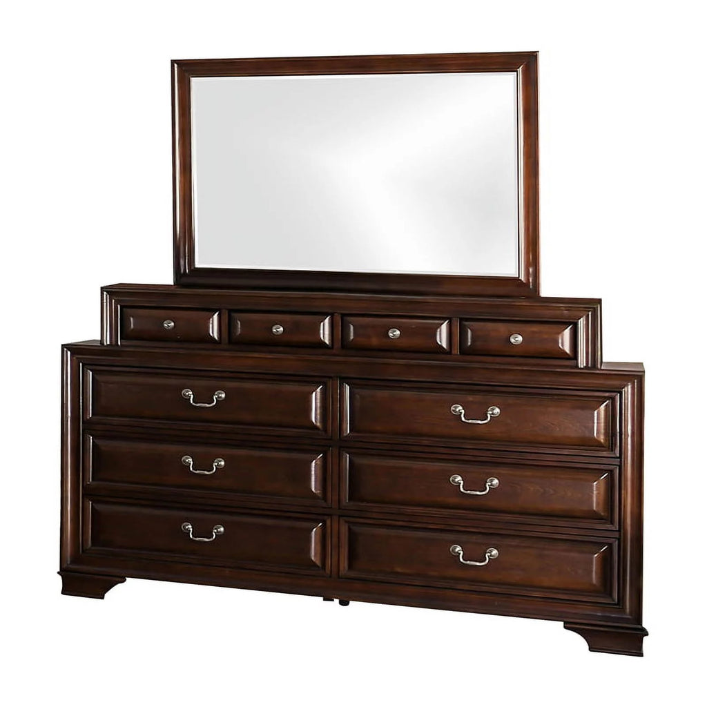 Solid Wood 10-Drawer Dresser and Mirror in Cherry K590