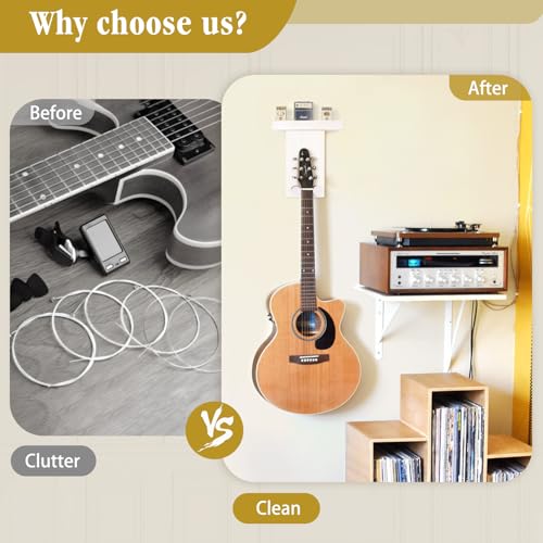 2-Pack Guitar Wall Mount Hanger with Shelf & Pick Holder E841469