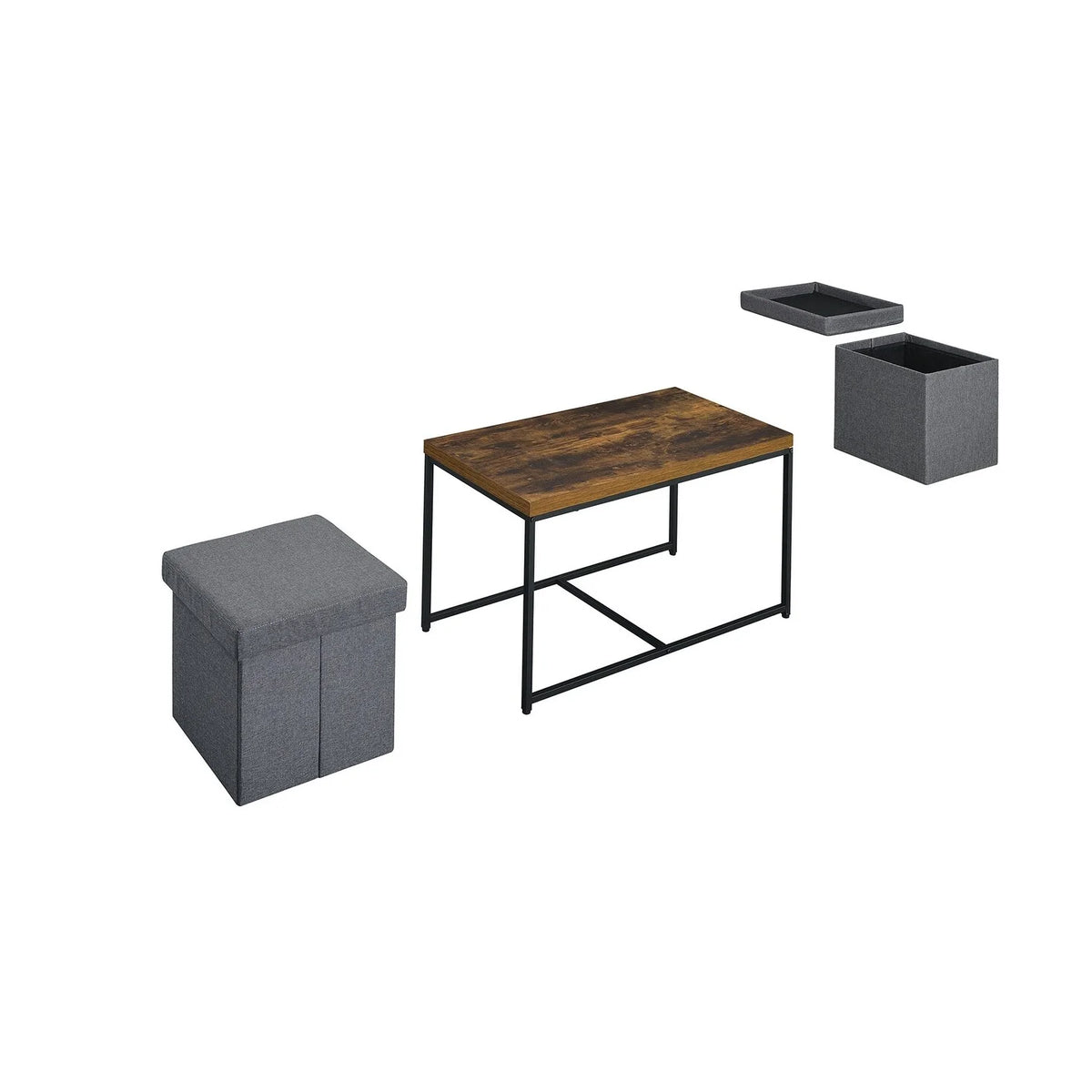 Oak Wood Grain 3 Piece Coffee Table Set E2166
