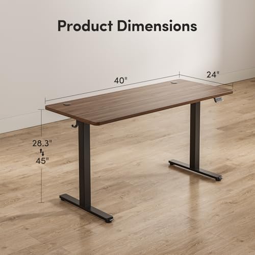 Electric Adjustable Height Standing Desk, 40 x 24 Inch Black Walnut H16548