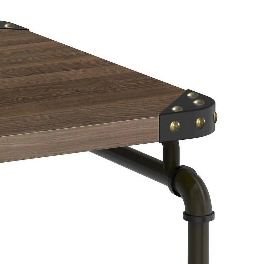 Industrial Metal Writing Desk with Wooden Top I465777