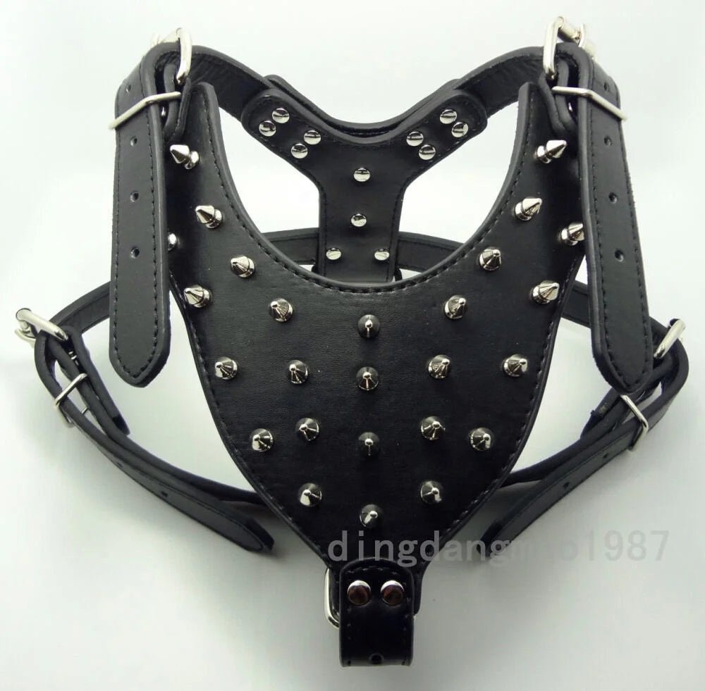 Spiked Studded Leather Dog Harness W452219