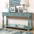 White 63 inch Wood Console Table with 3 Drawers V7063