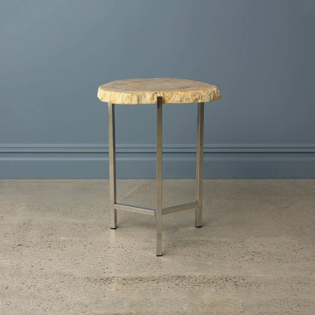 Teak Side Table With Stainless Steel Base J988