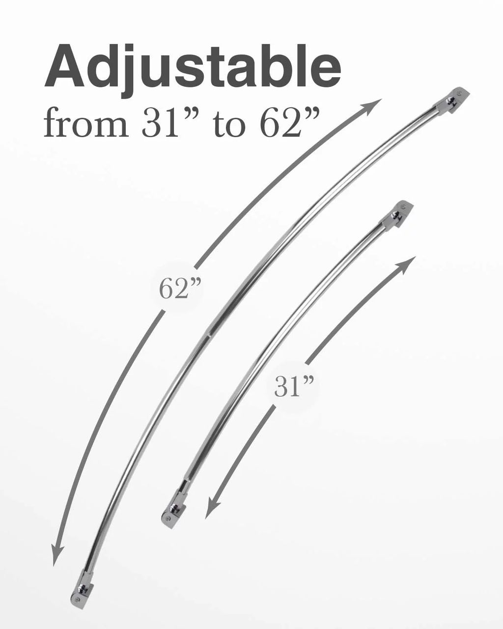 Adjustable Curved Aluminum Shower Curtain Rod T592529