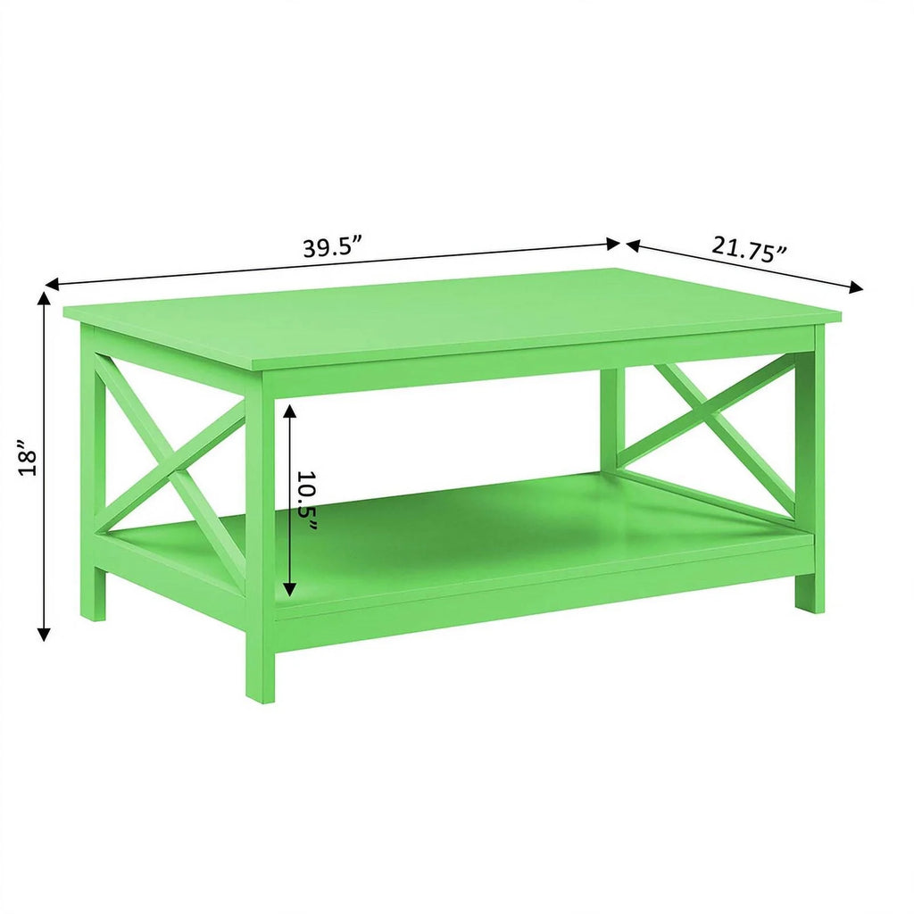 Lime Green Wood Coffee Table with Shelf P3920