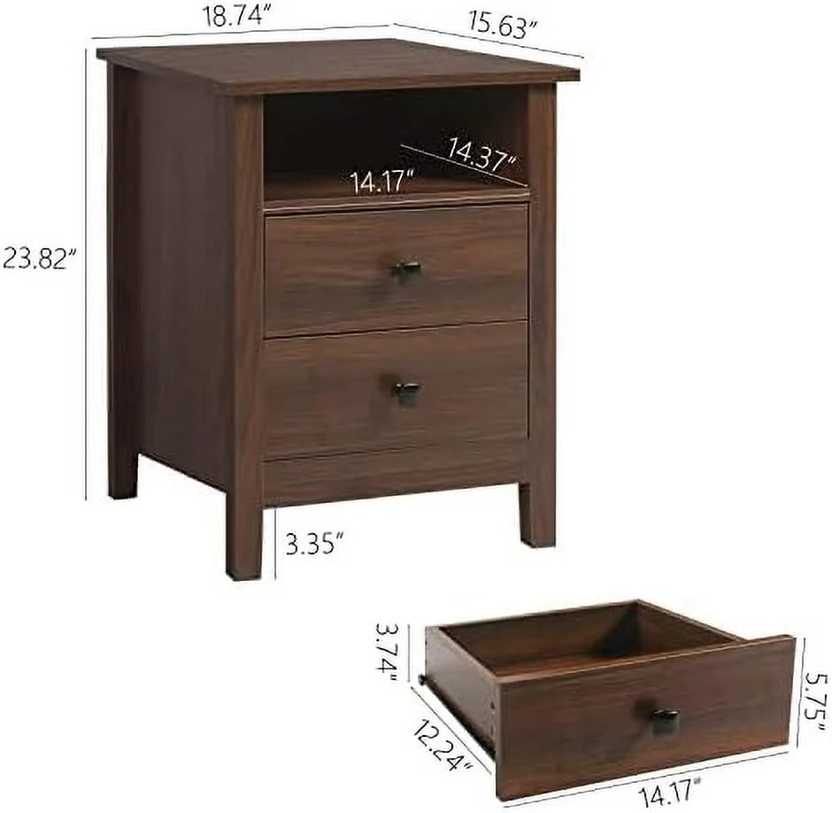 Set of 2 Wood Nightstands with Drawers J1394