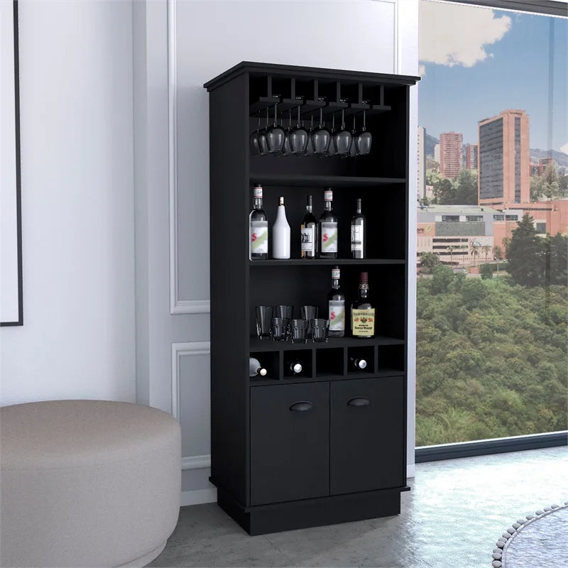 Black Manufactured Wood Bar Cabinet U73388
