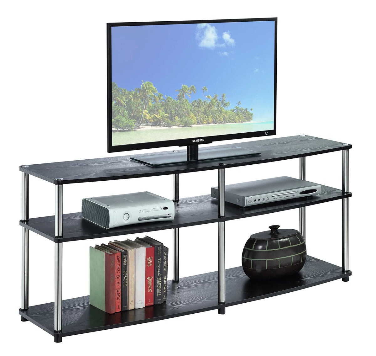 Black 3 Tier Wide TV Stand Z980956