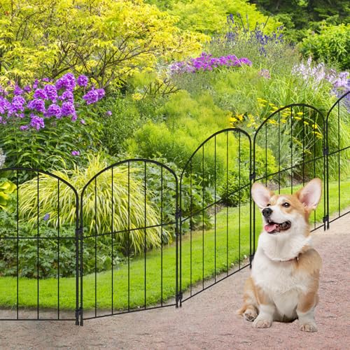 Decorative Garden Fence 24in x 10.5ft 10 Panels Metal Wire C722