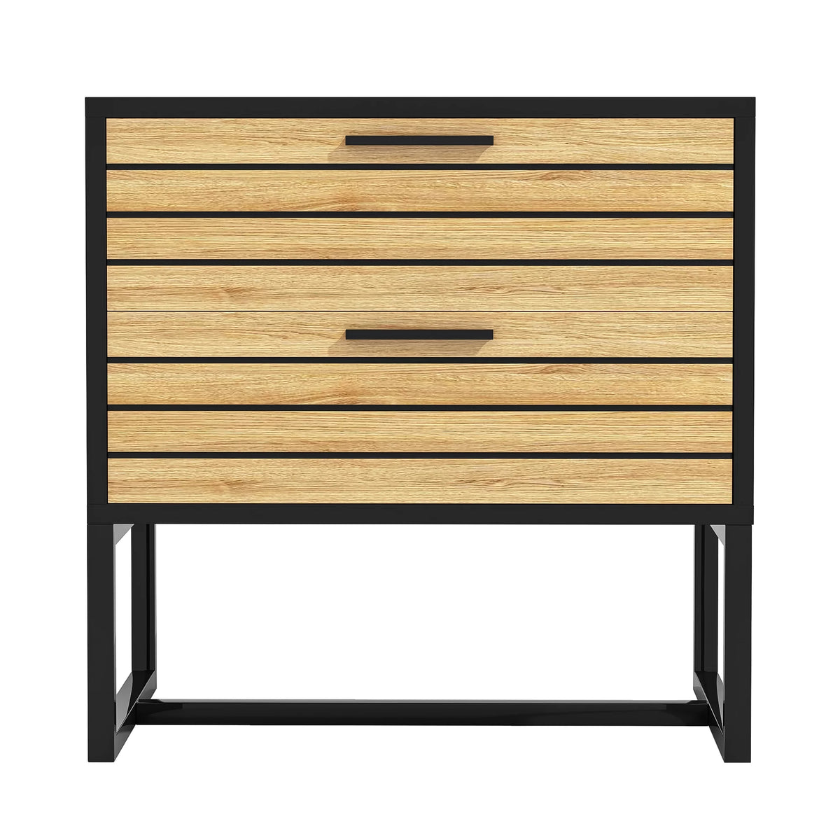 2 Tier Wooden Nightstand with Metal Leg K43294