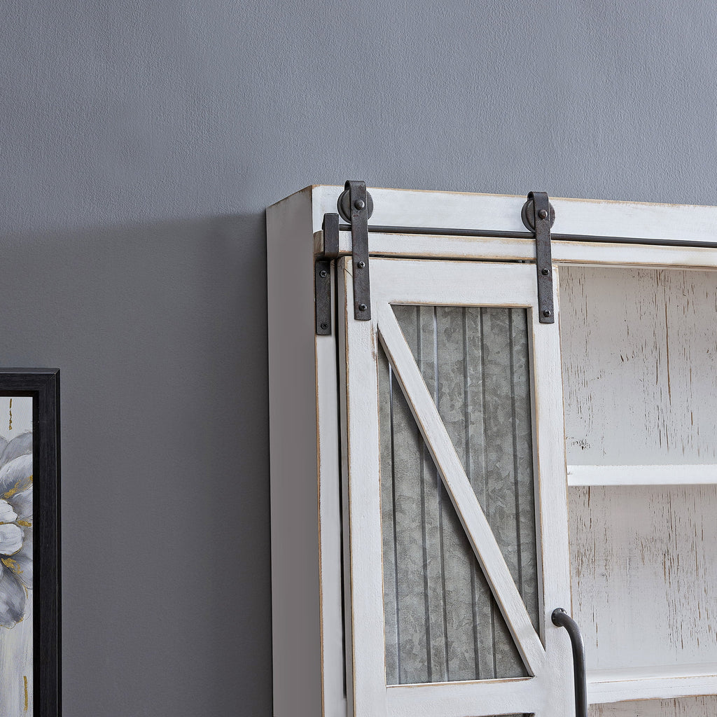 White and Silver Wood Cabinet W163223