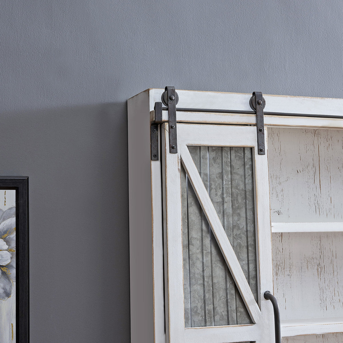 White and Silver Wood Cabinet W163223