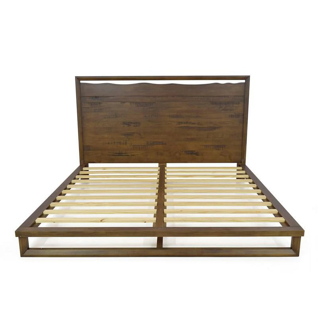 Queen Mocha Brown Wood Platform Bed T734