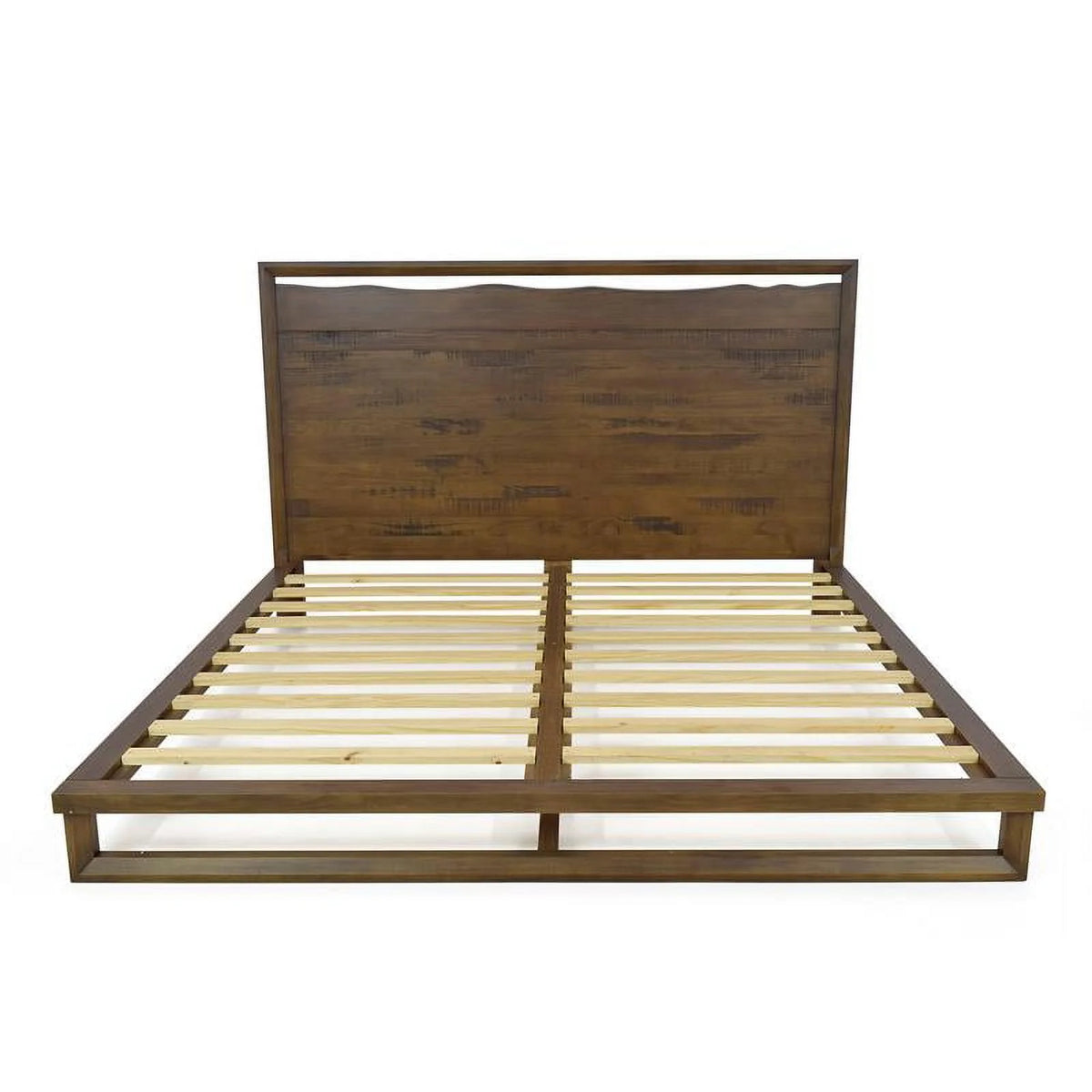 Queen Mocha Brown Wood Platform Bed T734