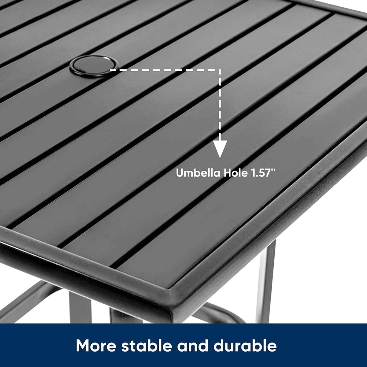 Black Metal Patio Bar Table with Umbrella Hole V450