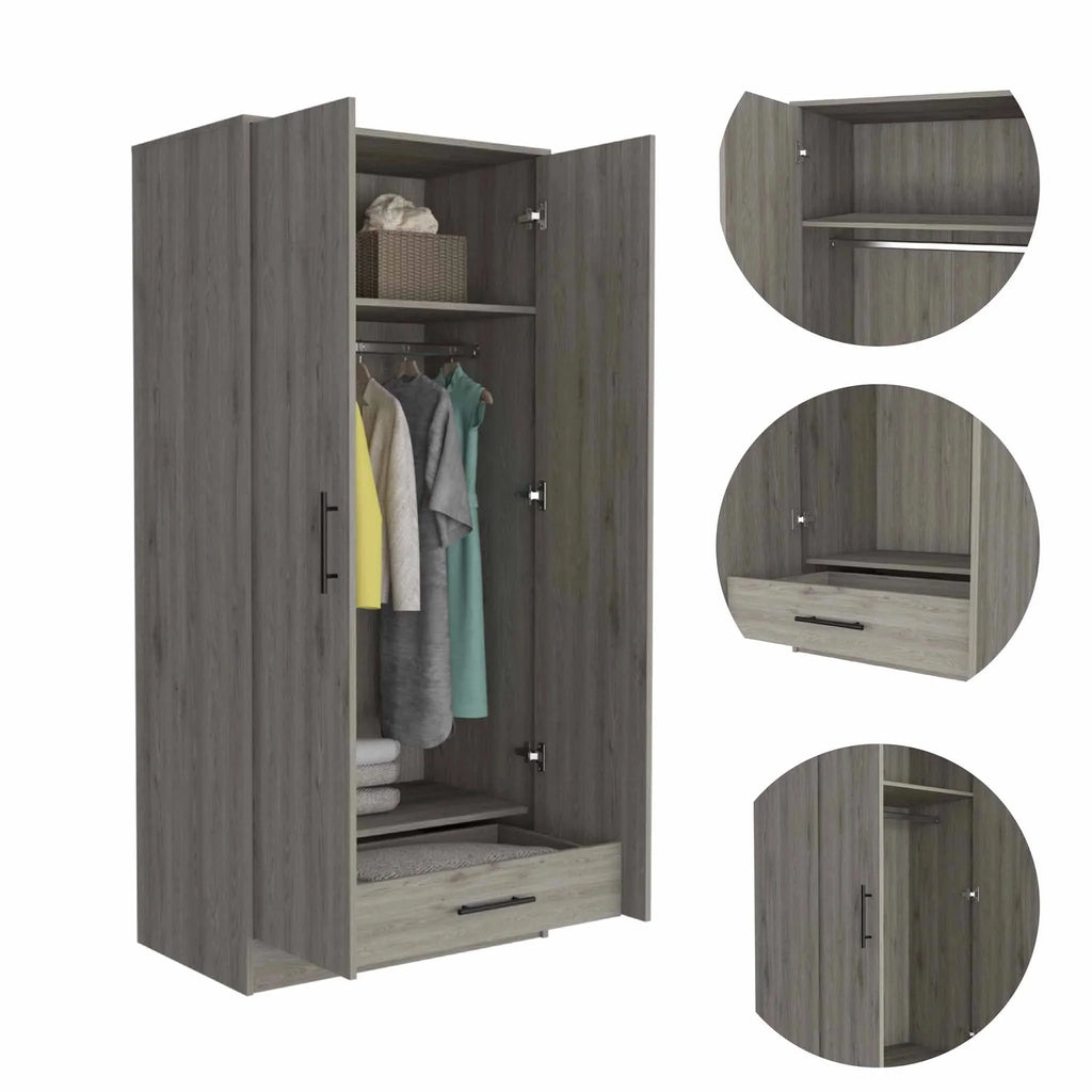 Light Grey Manufactured Wood Armoire O912252