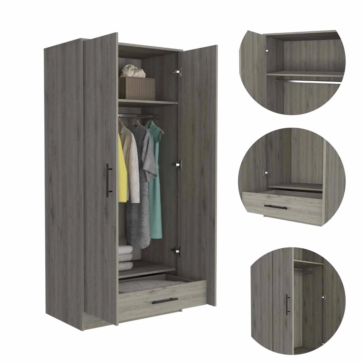 Light Grey Manufactured Wood Armoire O912252