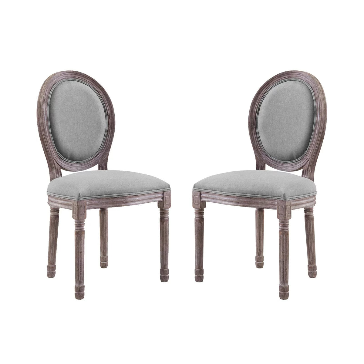 Light Grey Fabric Wood Dining Chair Set of Two X97290