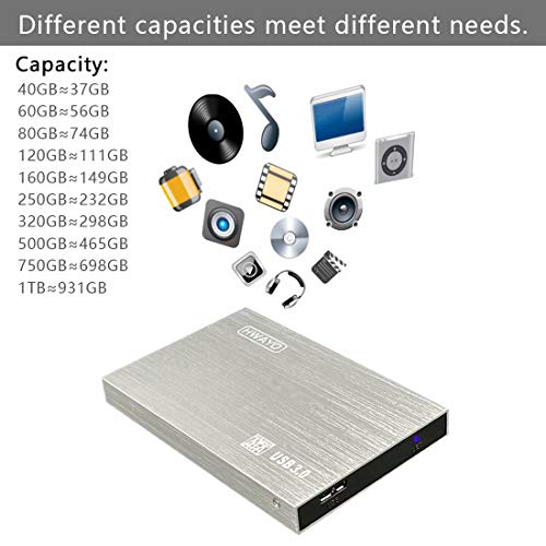 1TB Ultra Slim Portable External Hard Drive USB3.0 Silver C84391