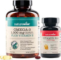 1000mg Omega 3 600mg EPA 400mg DHA Vitamin E 180ct & 1000mcg Vitamin B12 150 Softgels Supplement Bundle Z449