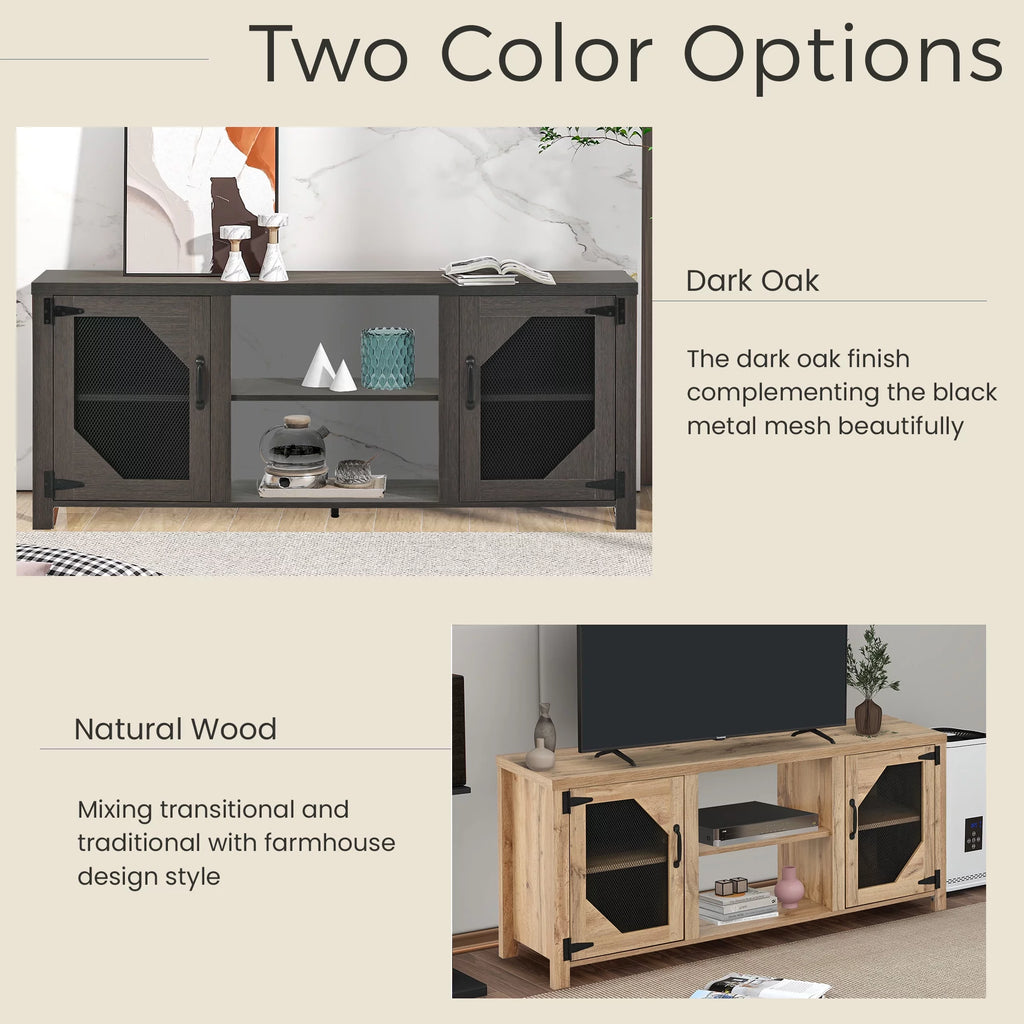 Natural Wood TV Stand with 2 Door Cabinet M561