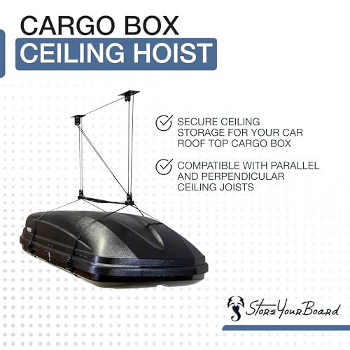 Cargo Box Ceiling Hoist with Pulley Lift System, Fits 8–10 ft Ceilings, Holds 150 lbs J39519