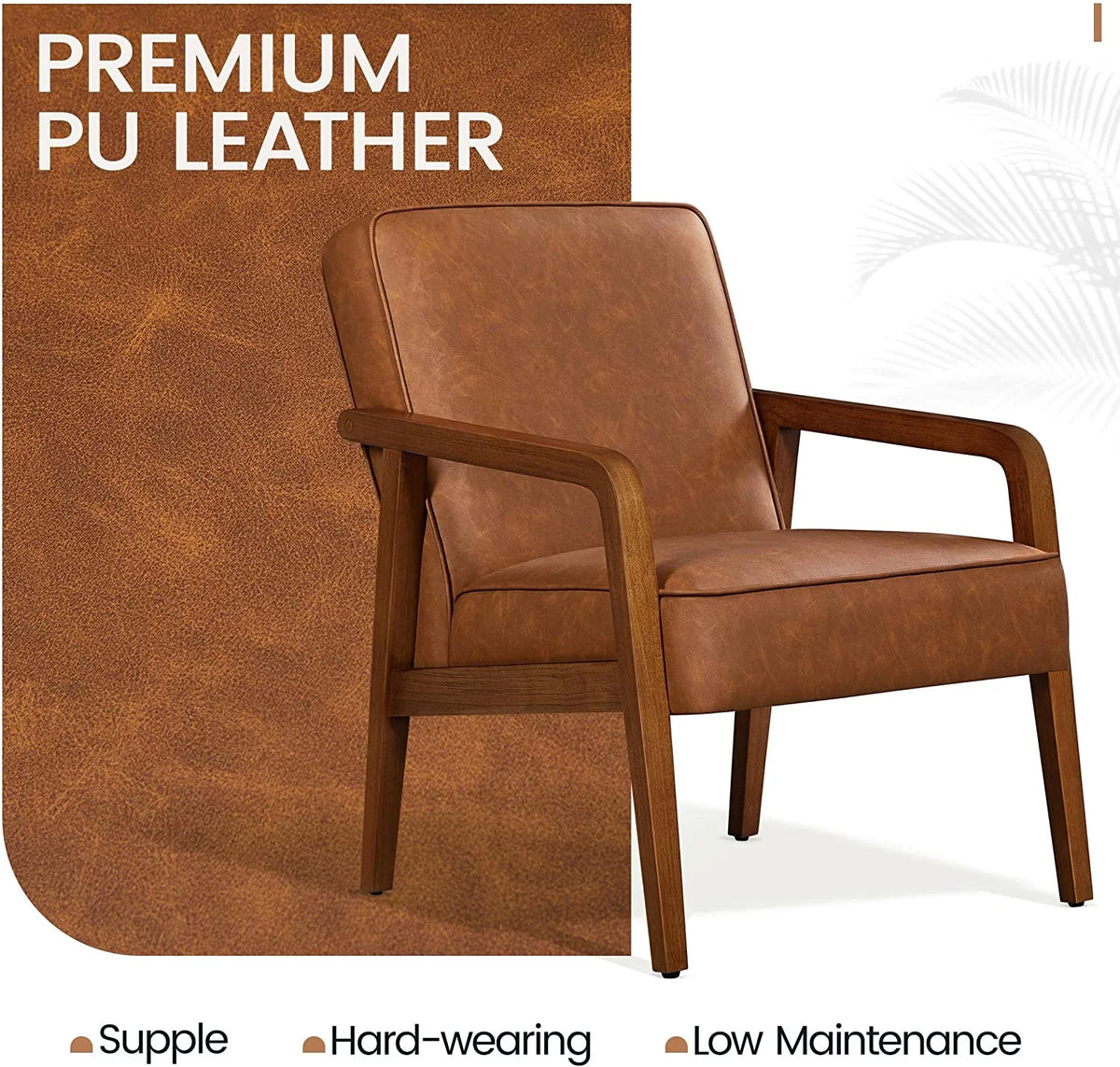 Light Brown 2 Pieces PU Leather Accent Chair O657076