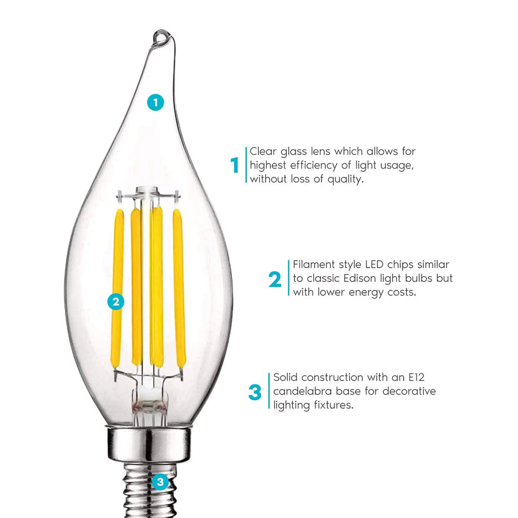 5W E12 Dimmable LED Light Bulbs 3000K 12-Pack Q868764